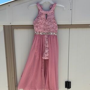 Speechless Pink Lace Formal Girls Dress with Sparkling Belt Size 8